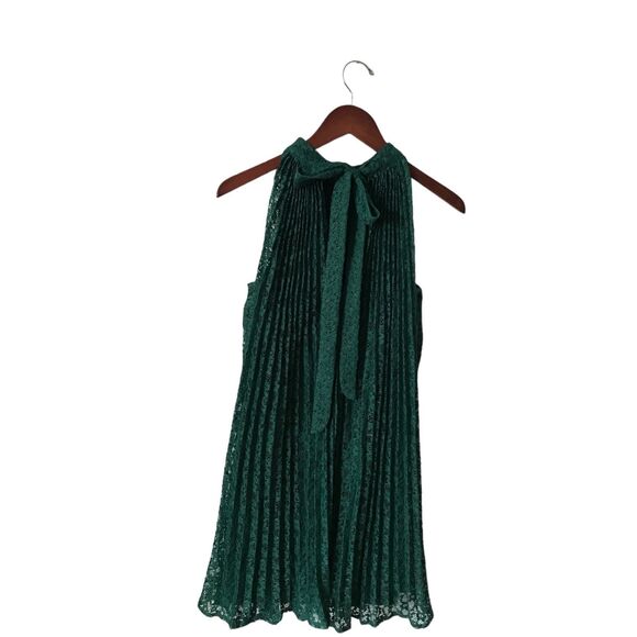 ERIN by Erin Fetherson Lace Emerald Green Halter Mini Dress Sz 2 Classy Elegant - Picture 4 of 10